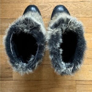 Ash Platform Fur Boots - Black and Beige
